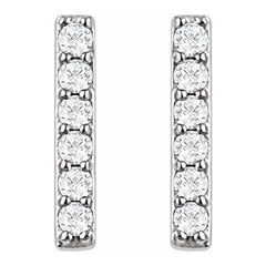 Platinum 1/10 CTW Natural Diamond Bar Earrings