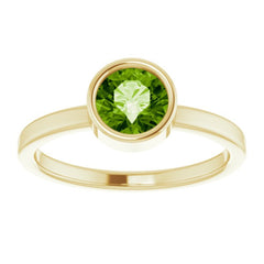 14K Yellow 6 mm Natural Peridot Ring