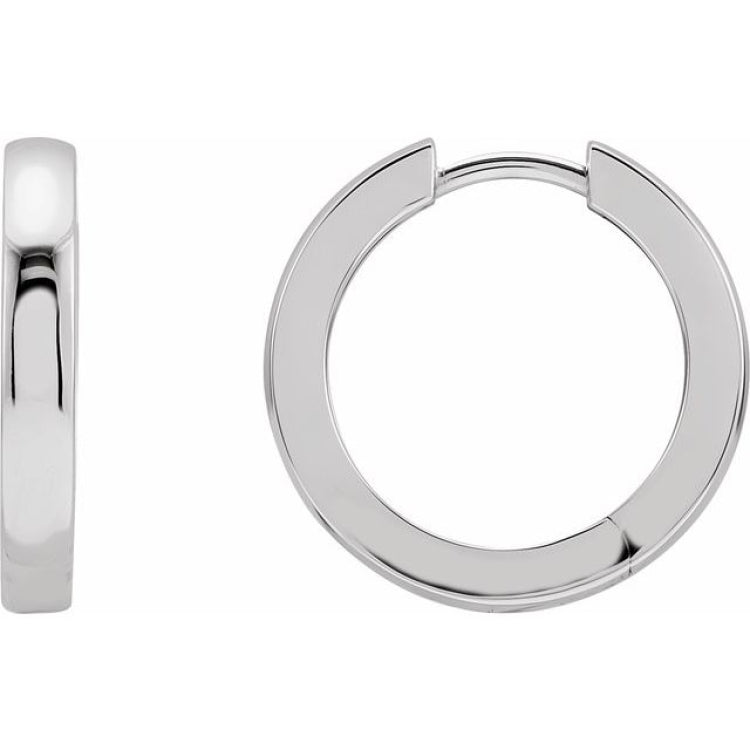 14K White Hinged 18 mm Hoop Earrings