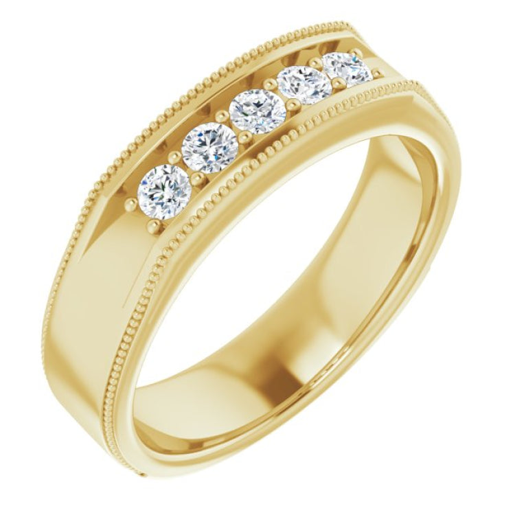 14K Yellow 1/3 CTW Natural Diamond Milgrain Band