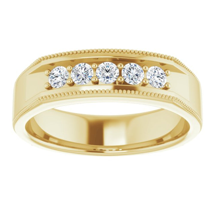 14K Yellow 1/3 CTW Natural Diamond Milgrain Band