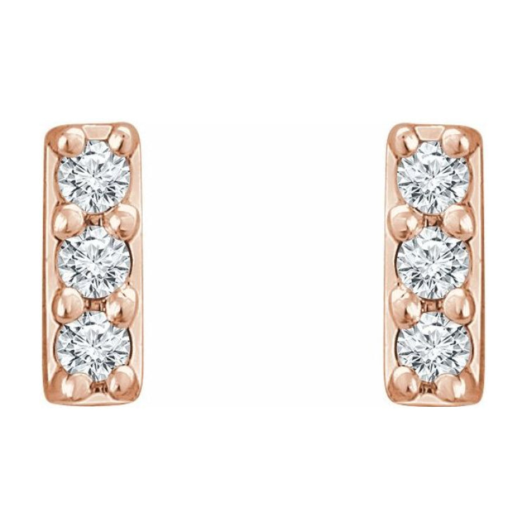14K Rose .05 CTW Natural Diamond Bar Earrings