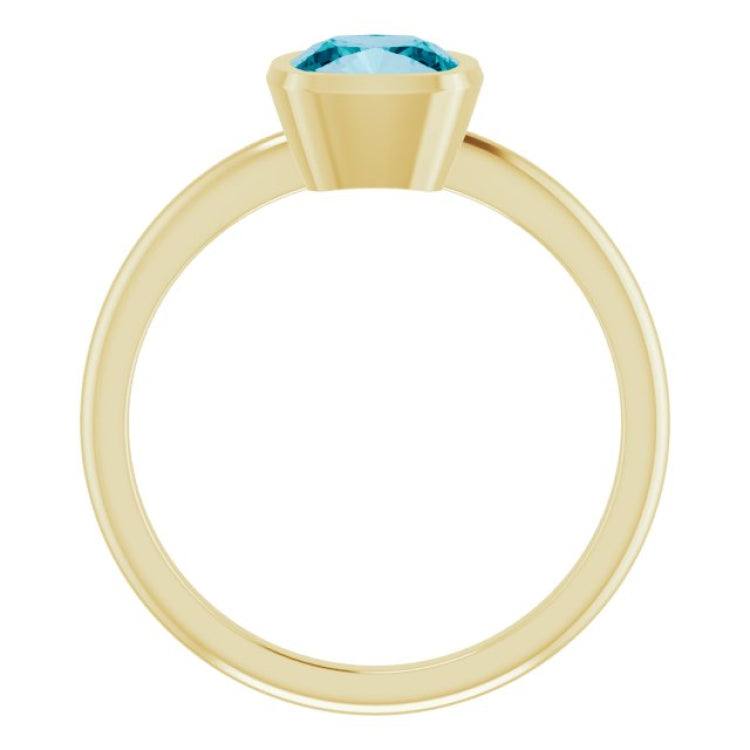 14K Yellow Natural London Blue Topaz Ring
