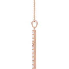 14K Rose 1 3/8 CTW Natural Diamond Cross 18" Necklace