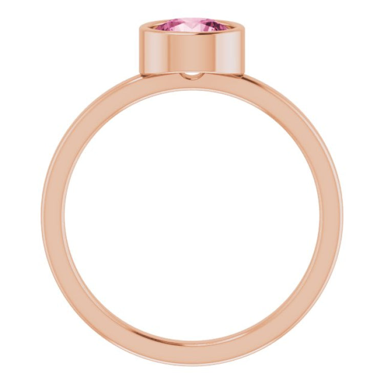 14K Rose 6 mm Natural Pink Tourmaline Ring