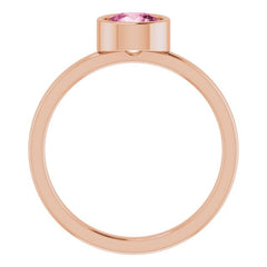 14K Rose 6 mm Natural Pink Tourmaline Ring