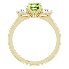 14K Yellow Natural Peridot & 1/4 CTW Natural Diamond Ring