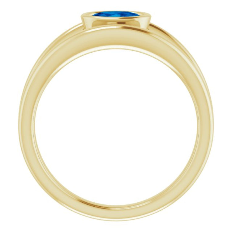 14K Yellow Natural Blue Sapphire Ring