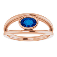 14K Rose Natural Blue Sapphire Ring