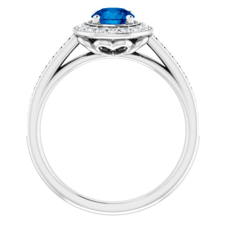 Platinum Lab-Grown Blue Sapphire & 1/3 CTW Natural Diamond Ring