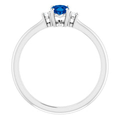 Platinum Lab-Grown Blue Sapphire & .04 CTW Natural Diamond Ring