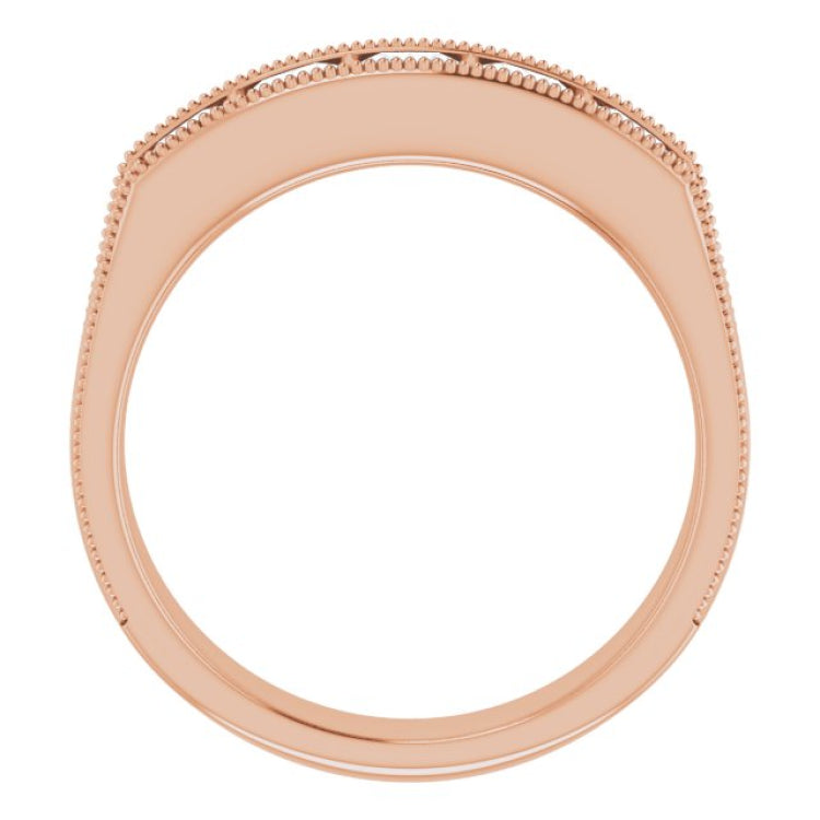14K Rose 1 3/8 CTW Natural Diamond Milgrain Band