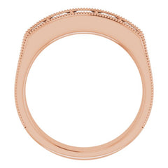 14K Rose 1 3/8 CTW Natural Diamond Milgrain Band