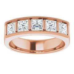 14K Rose 1 9/10 CTW Natural Diamond Milgrain Band