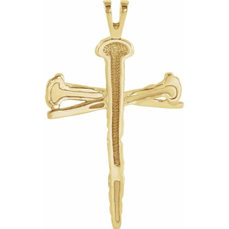 10K Yellow Nail Design Cross Pendant