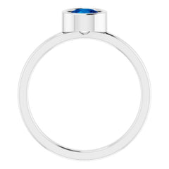 Platinum 5.5 mm Lab-Grown Blue Sapphire Ring