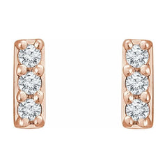 14K Rose .05 CTW Lab-Grown Diamond Bar Earrings
