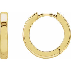 14K Yellow Hinged 14 mm Hoop Earrings