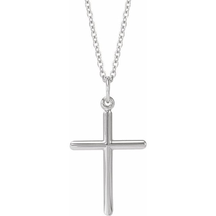 14K White Cross 18" Necklace