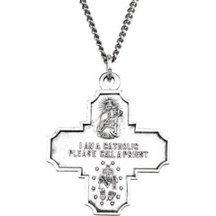 Sterling Silver 30x29 mm Four-Way Cross Medal 24" Necklace