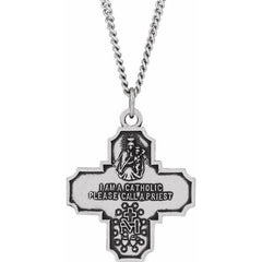 Sterling Silver 30x29 mm Four-Way Cross Medal 24" Necklace