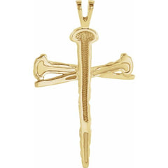 10K Yellow Nail Design Cross Pendant