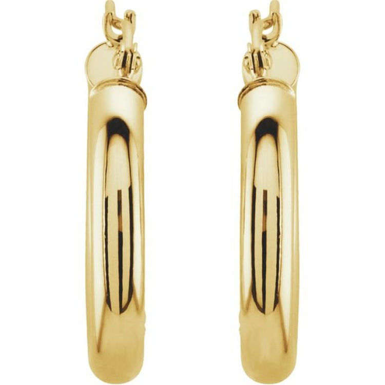 14K Yellow 20 mm Tube Hoop Earrings