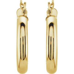 14K Yellow 20 mm Tube Hoop Earrings