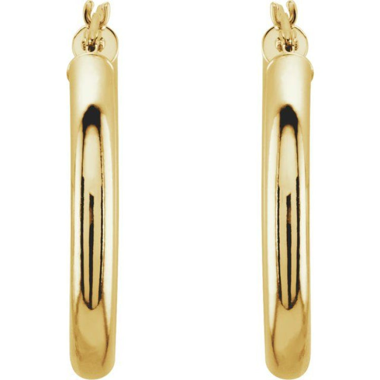 14K Yellow 25 mm Tube Hoop Earrings