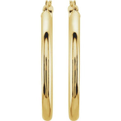 14K Yellow 35 mm Tube Hoop Earrings