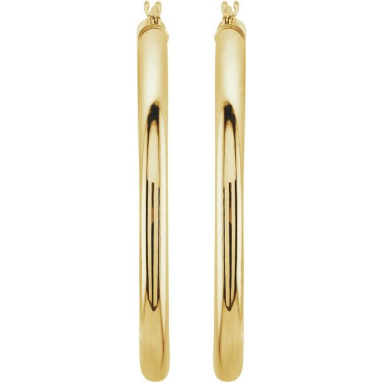 14K Yellow 40 mm Tube Hoop Earrings