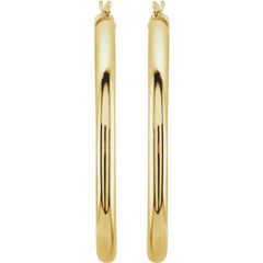 14K Yellow 40 mm Tube Hoop Earrings