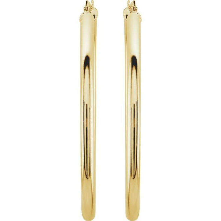 14K Yellow 48 mm Tube Hoop Earrings