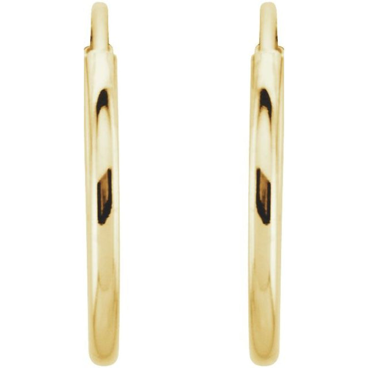 14K Yellow Endless Tube 12 mm Hoop Earring
