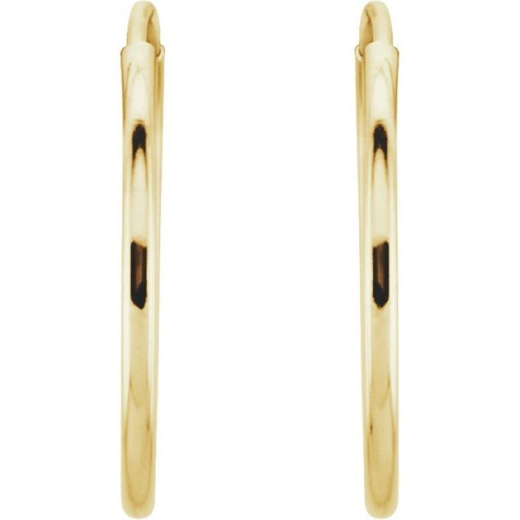 14K Yellow Endless Tube 15 mm Hoop Earring