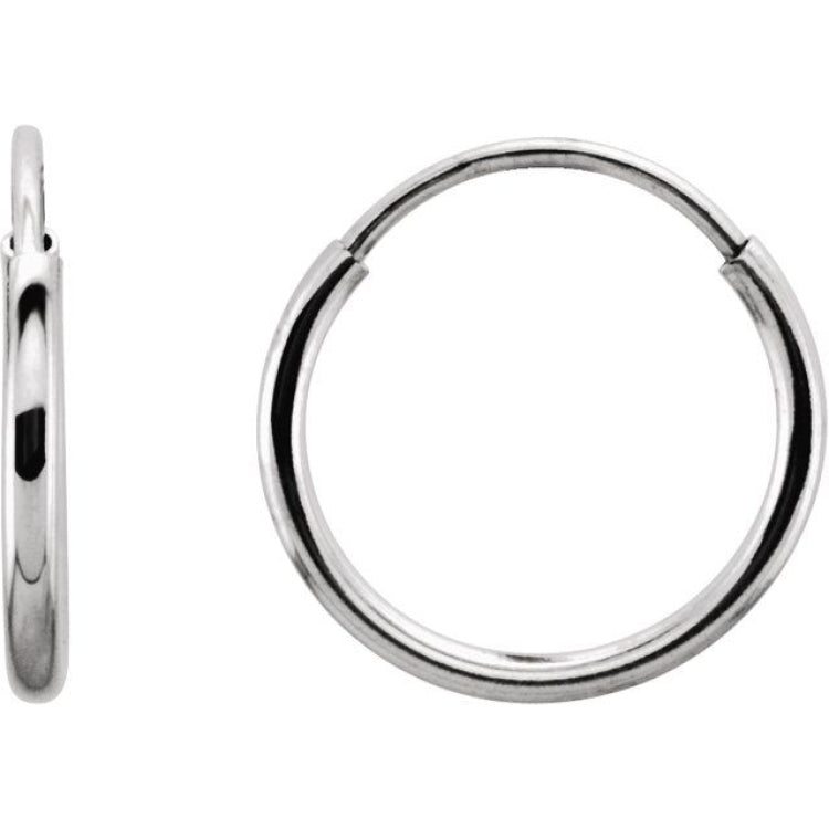 14K White Endless Tube 10 mm Hoop Earring