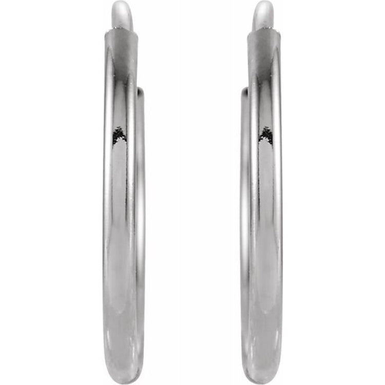 14K White Endless Tube 10 mm Hoop Earring