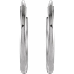14K White Endless Tube 12 mm Hoop Earring