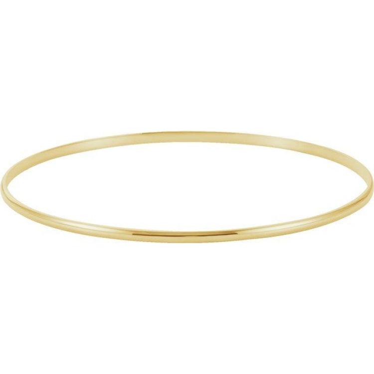 14K Yellow Engravable 2 mm Half Round Bangle 7 1/2" Bracelet