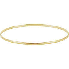 14K Yellow Engravable 2 mm Half Round Bangle 7 1/2" Bracelet