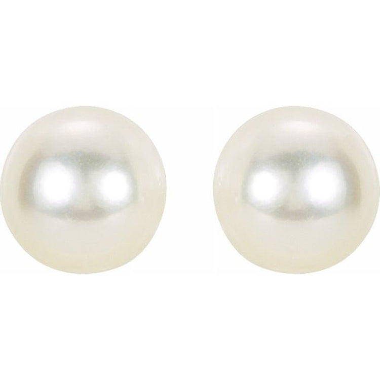 14K White 7 mm Cultured White Akoya Pearl Earrings