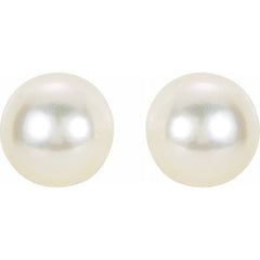 14K White 7 mm Cultured White Akoya Pearl Earrings