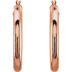 14K Rose 25 mm Tube Hoop Earrings