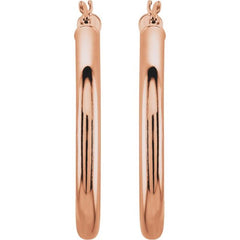 14K Rose 30 mm Tube Hoop Earrings