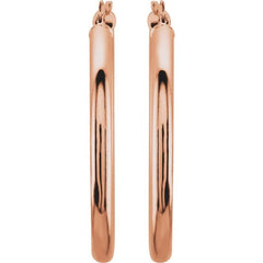 14K Rose 35 mm Tube Hoop Earrings