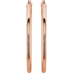 14K Rose 48 mm Tube Hoop Earrings