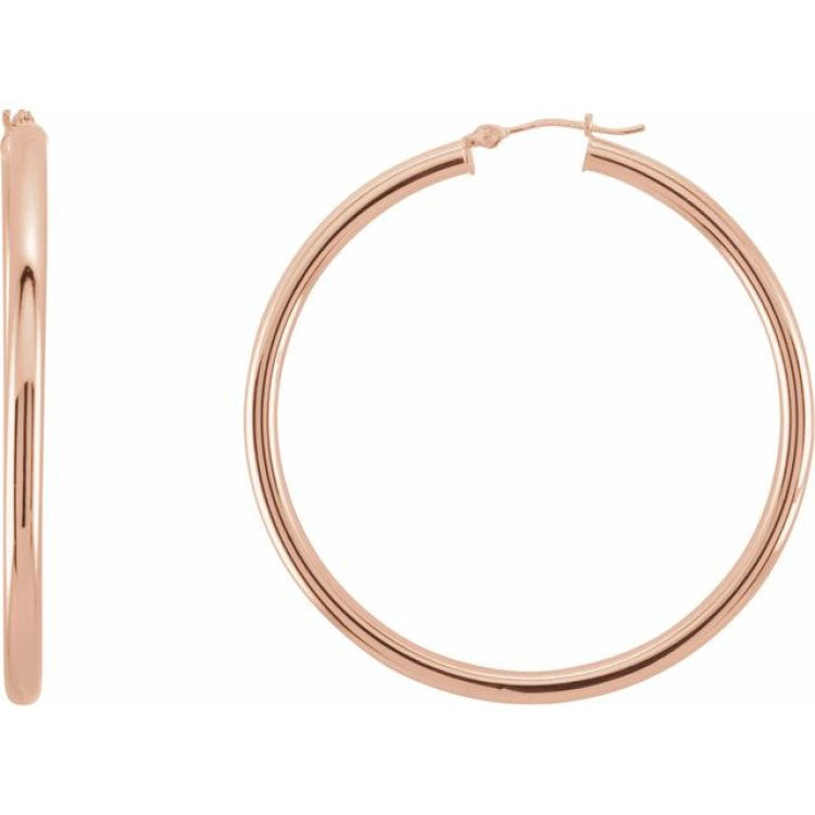 14K Rose 48 mm Tube Hoop Earrings