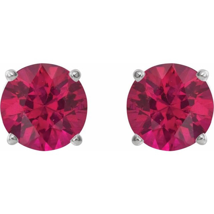 14K White Gold 5 mm Natural Ruby Earrings