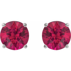 14K White Gold 5 mm Natural Ruby Earrings