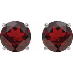 14K White Gold 5 mm Natural Mozambique Garnet Earrings